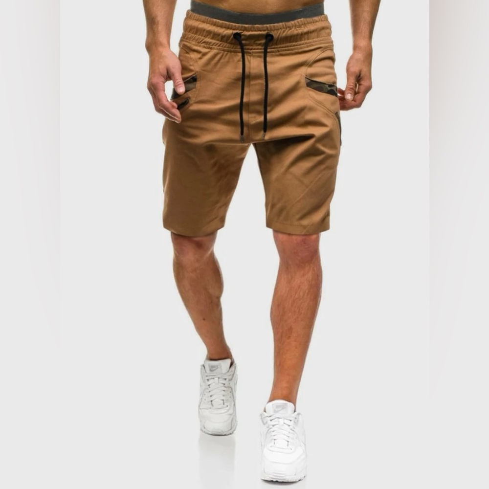 Contrast Camo Drawstring Waist Shorts for Men